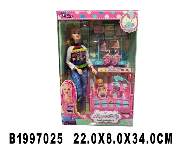 Кукла 300-25JX мама с малышом и аксесс. в кор.