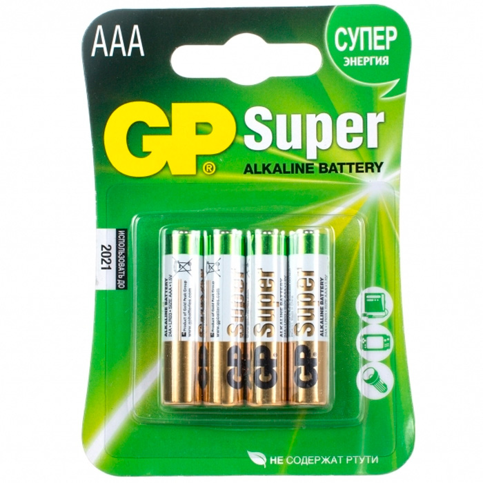 Батарейка GP Super AAA (LR03) 24A алкалиновая, SB4 / цена за упак / 168551