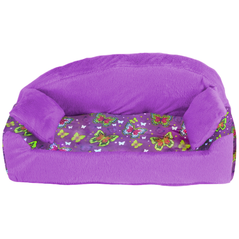 Мебель мягк. Диван,2 подушки "Бабочки на фиолетовом" с фиолетовым плюшем НМ-002/1-34