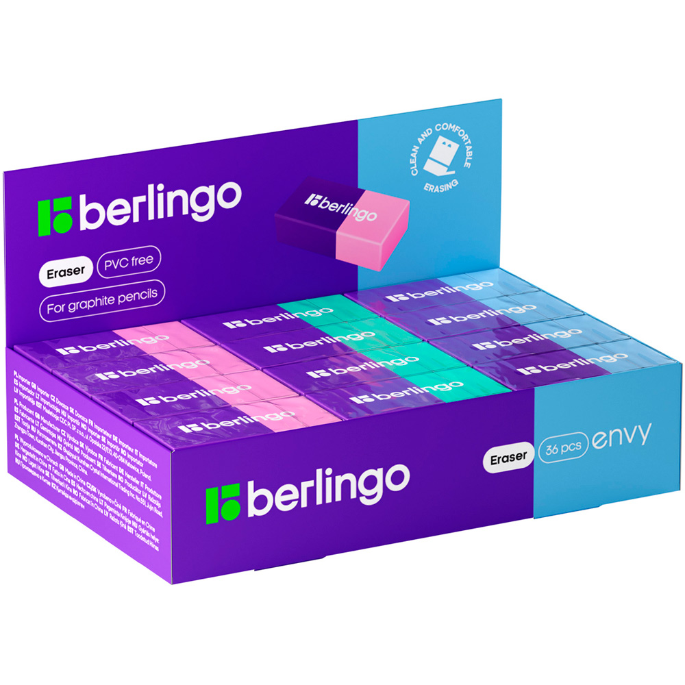 Ластик Berlingo "Envy" прямоугольный термопластичная резина 45*21*11мм 350543.