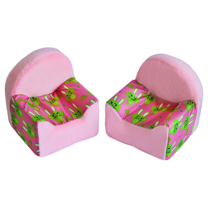 Мебель мягк. 2 кресла "Кролики розовые" с розовым плюшем НМ-001/1-31