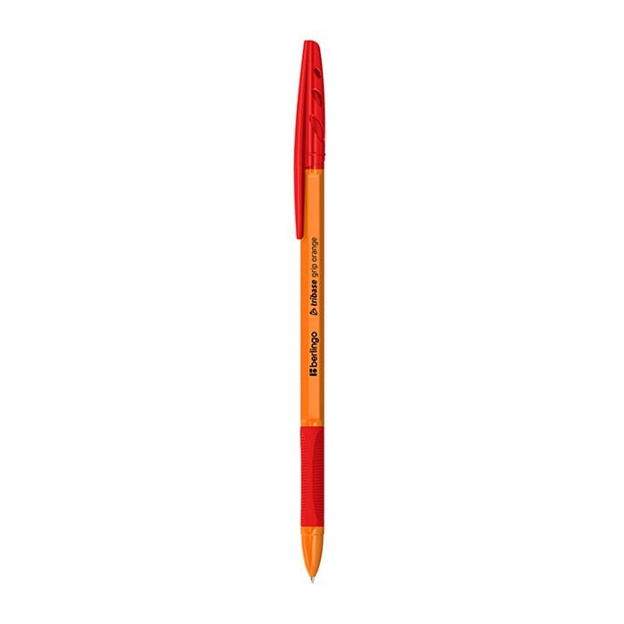 Ручка шарик красная 0,7мм Berlingo "Tribase grip orange" 355444