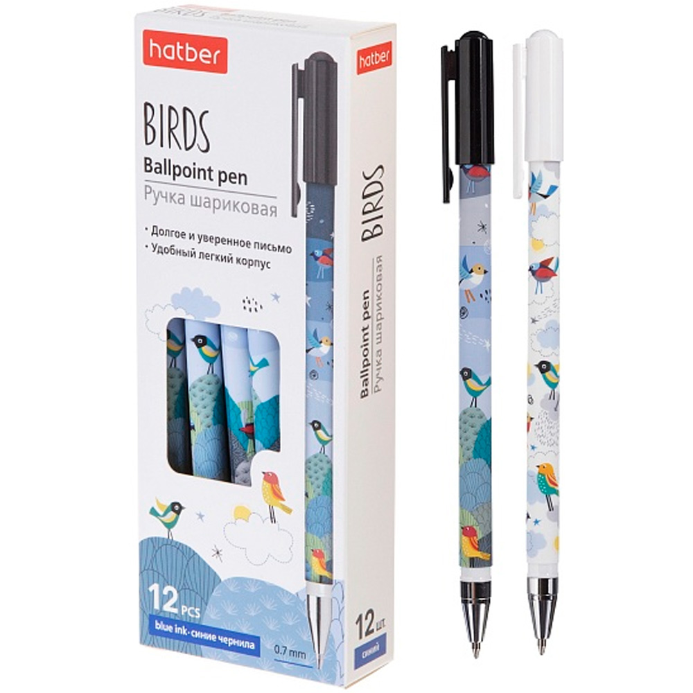 Ручка шарик синий Birds 0.7мм ВР_069855