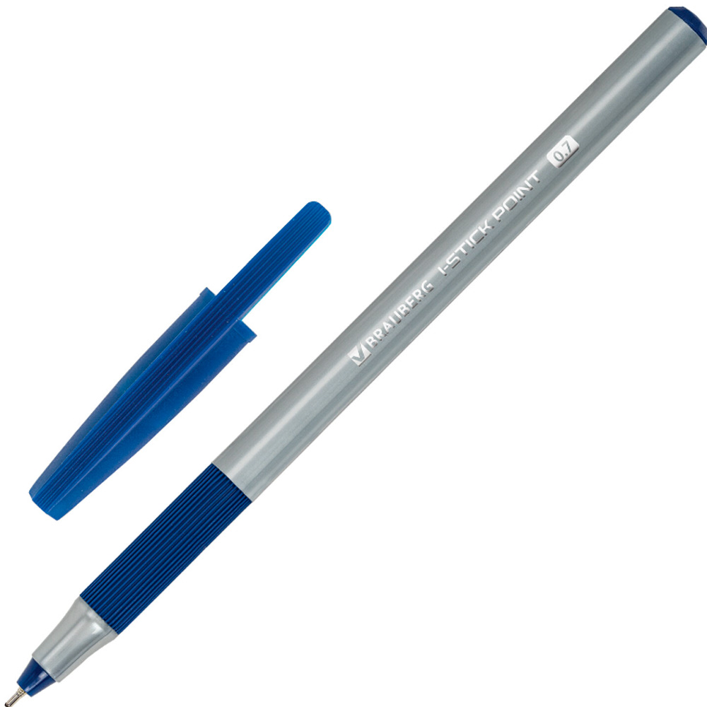 Ручка шариковая синяя с грипом BRAUBERG i-STICK POINT 144021