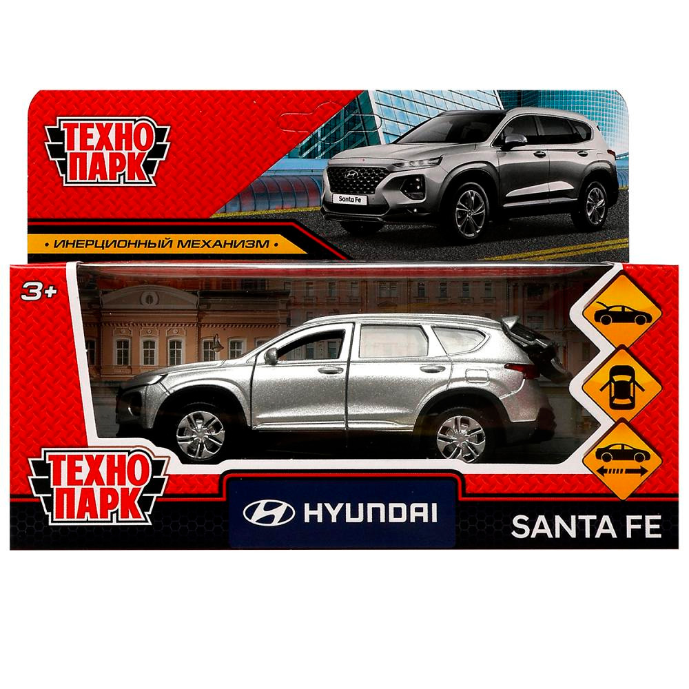 Модель SANTAFE2-12-SR HYUNDAI SANTAFE длина 12 см, двери, багаж, инер, серебр Технопарк в коробке /72/