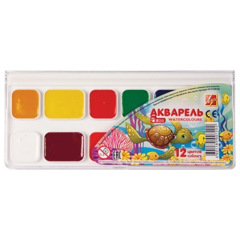 Акварель 12цв Zoo медовая б/к 19С 1249-08 /ЛУЧ/ Акварель 12цв Zoo медовая б/к 19С 1249-08 /ЛУЧ/