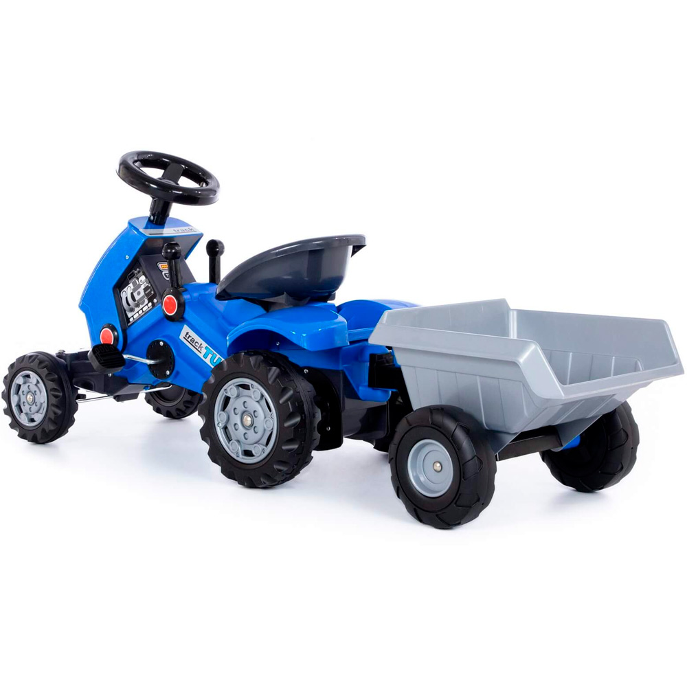 Каталка-трактор с педалями Turbo-2 синяя с полуприцепом 84651 П-Е /1/