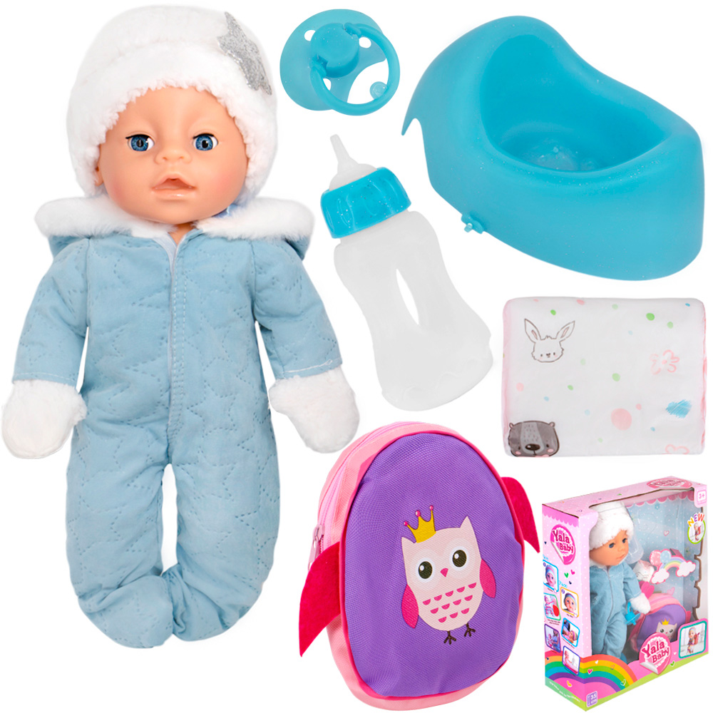 Пупс Yale Baby 1952SYL 35 см. с рюкзачком и аксесс в кор.