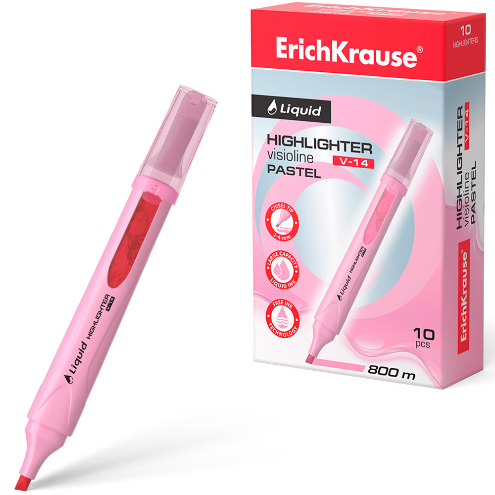 Текстмаркер розовый Liquid Visioline V-14 Pastel 56025 /Erich Krause/.